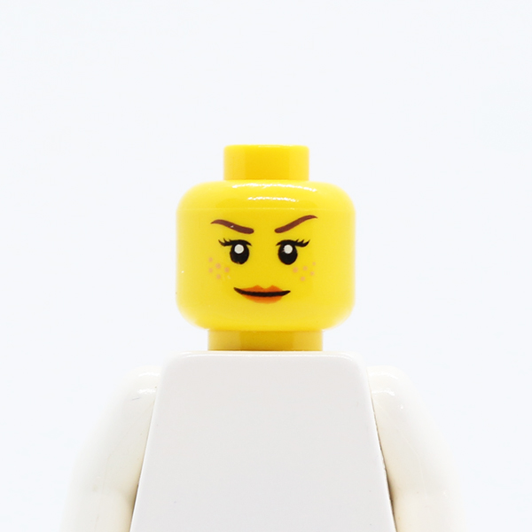 Dual Sided Female Brown Eyebrows, Freckles, Scared / Smile Pattern - Blocked Open Stud