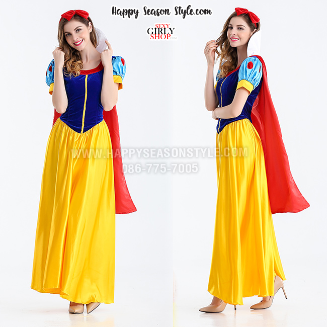 ชุดสโนว์ไวท์ Snow white รุ่นผ้ากำมะหยี่ เดรสยาว