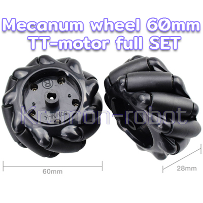 ชุดล้อ Mecanum wheel 60mm+TT-motor (4ล้อ) full SET