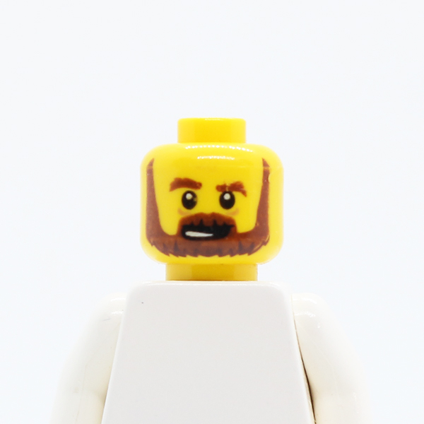Beard Brown, Bushy Eyebrows, Lines under Eyes, Open Mouth Pattern - Hollow Stud