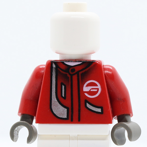 Racers Jacket and White Neck with Silver Stripe Pattern / Red Arms / Dark Gray Hands