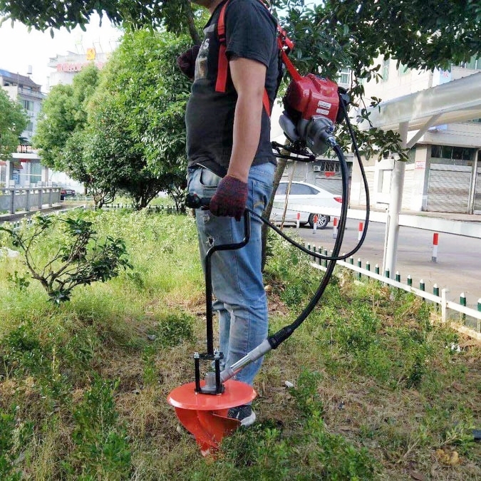 หัวเจาะดิน ดอกสว่านเจาะดิน(สำหรับเจาะดินอ่อน-แข็ง)+ด้ามจับ+หัวเกียร์ สำหรับเครื่องตัดหญ้าข้ออ่อน