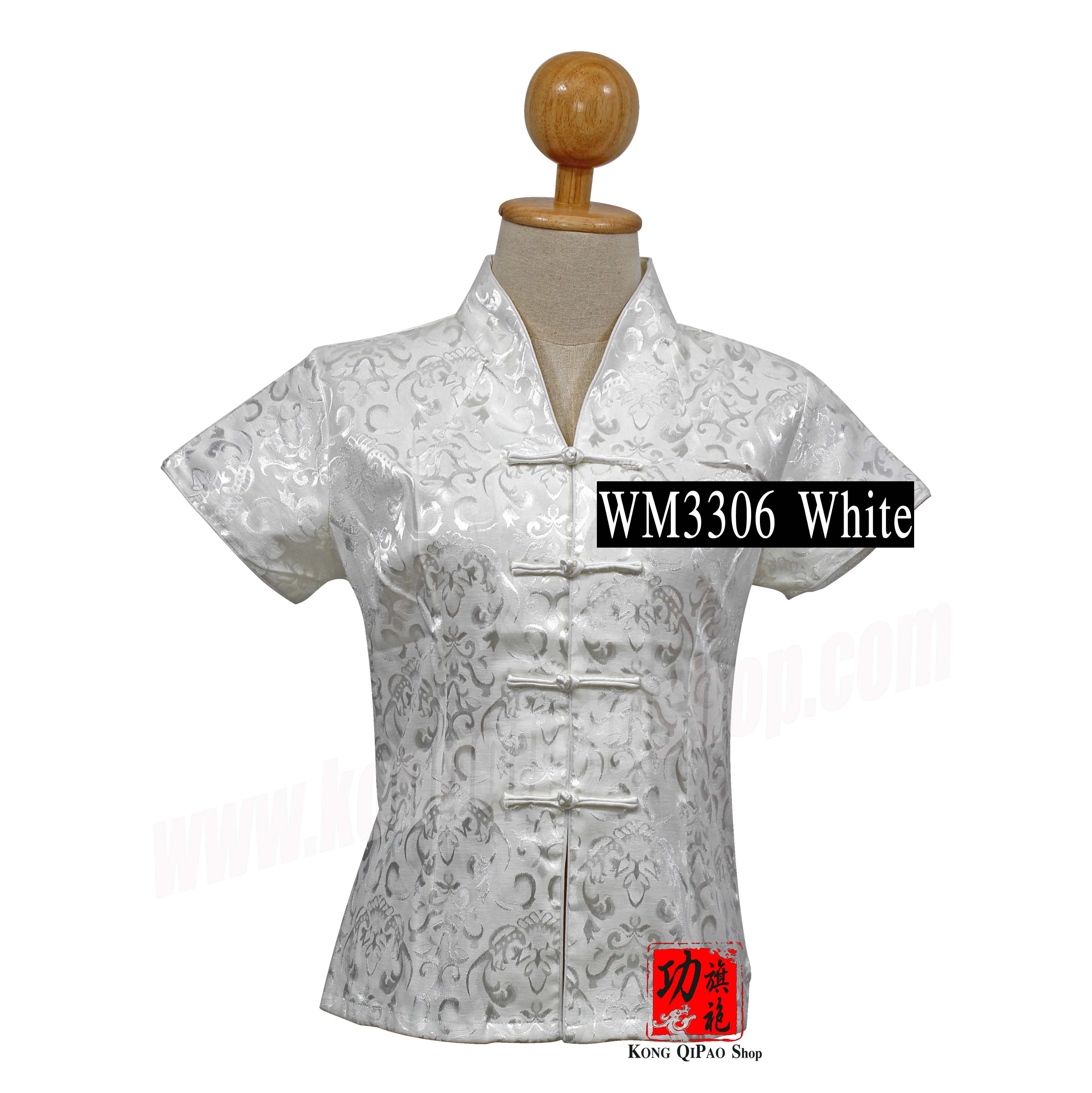 WM3306 เสื้อจีนผู้หญิง คอวี