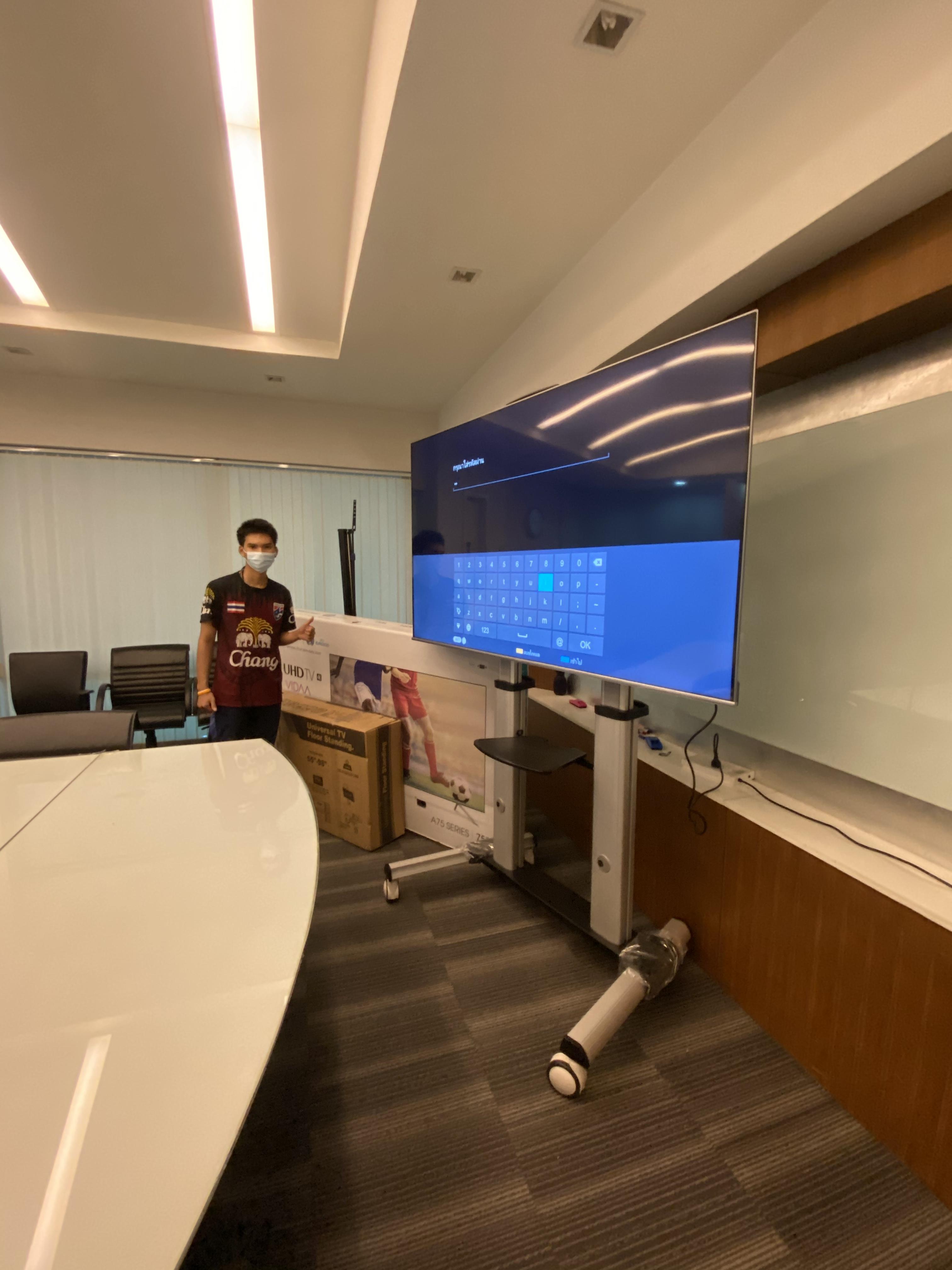 JMTVSTAND MT-F8200 ขาตั้งพื้นทีวีมีล้อเลื่อน(TV Stand) วัสดุ Aluminium อลูมิเนียม แบบล้อเลื่อนปรับสูง/ต่ำได้ 55"-98" นิ้ว{รับประกันสินค้า 3 ปี}0964746498