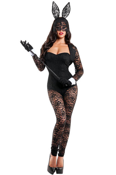 ชุดบันนี่ Bunny กระต่ายป่า ลูกไม้สีดำ พร้อมที่คาดผมหูกระต่าย