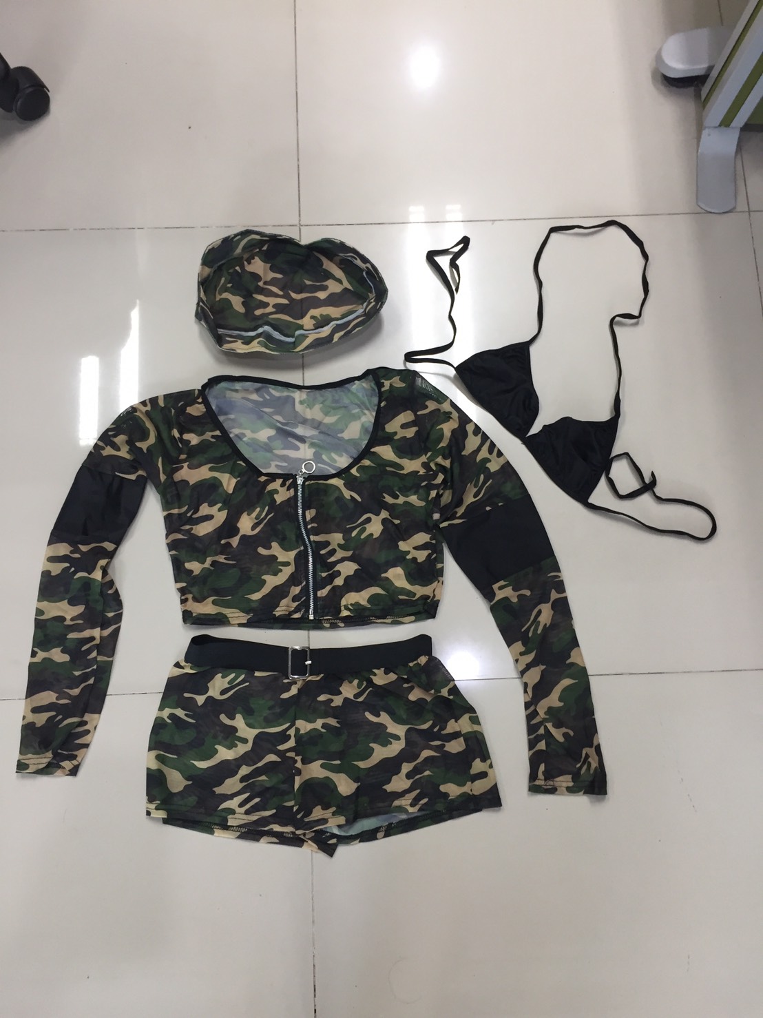 ชุดทหาร ชุดลายพรางแขนยาวซีทรู ชุดทหารเซ็กซี่