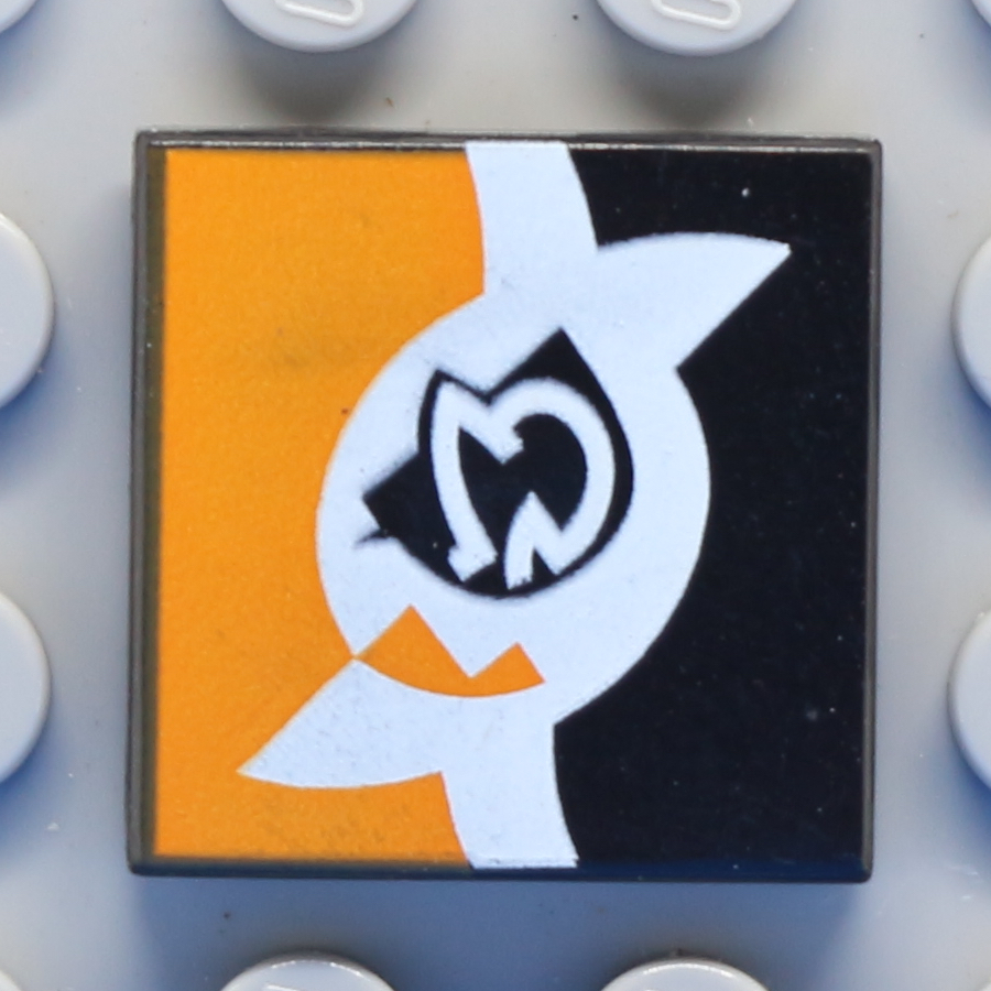 Tile 2 x 2 with Groove with SW White and Orange Pattern