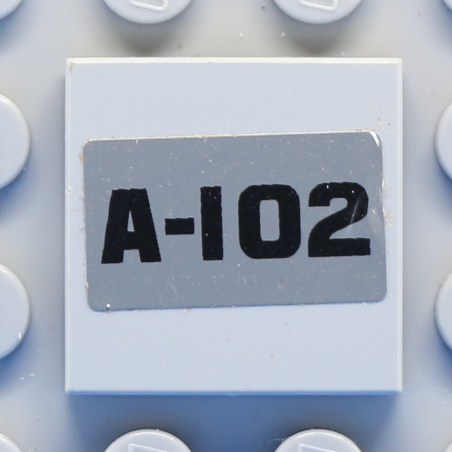 Tile 2 x 2 with Groove with Black 'A-102' Pattern (Sticker) - Set 8199