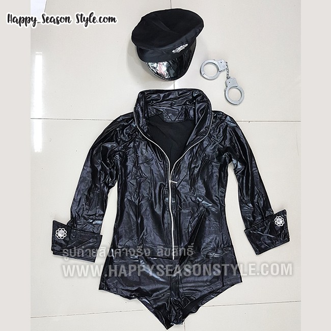 ชุดตำรวจหนังสีดำ