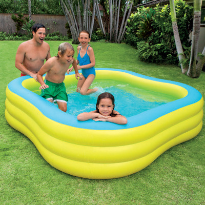 Bestway สระน้ำเป่าลม สีเหลือง-ฟ้า ขนาดใหญ่ Inflatable Yellow-Blue Giant Pool