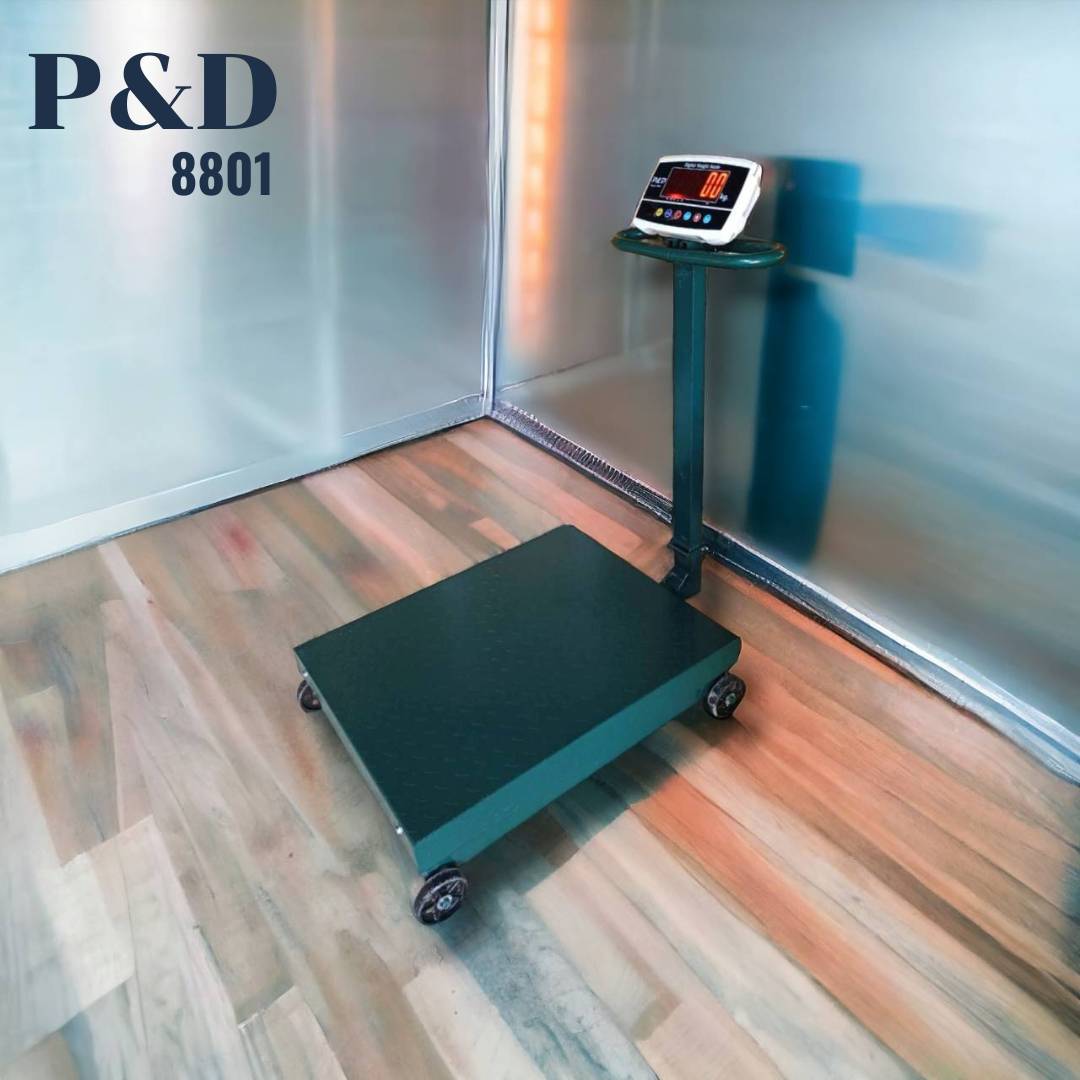 เครื่องชั่งดิจิตอล 1000 kg. ค่าละเอียด 500 g. แท่นชั่ง 60x80 cm. มีล้อ