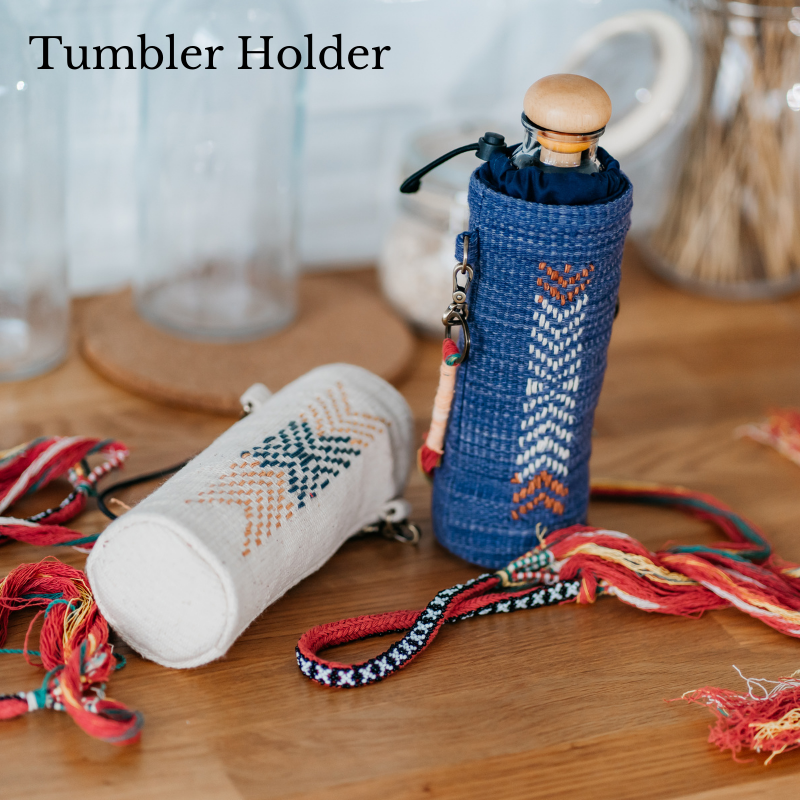 Tumbler Holder ที่ใส่กระบอกน้ำ สำหรับนักเดินทาง พกพาสะดวก ด้วยสายสะพายลูกปัดจากเผ่าลัวะ