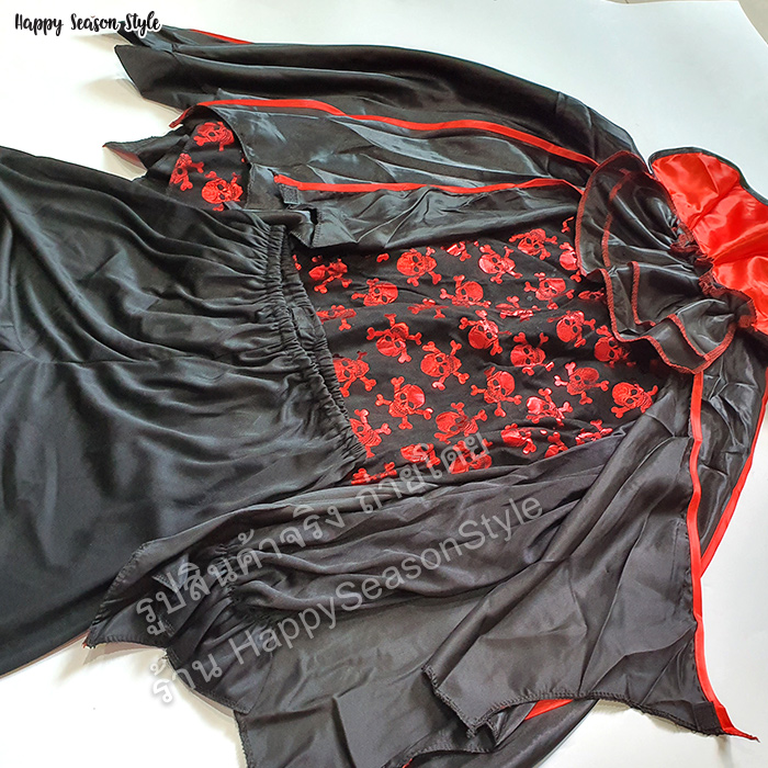 ชุดแวมไพร์ ท่านเคาท์ แดรกคูล่า รุ่น เสื้อลูกไม้ ผ้าคลุมทรงปีกค้างคาว ผีดูดเลือด Vampire