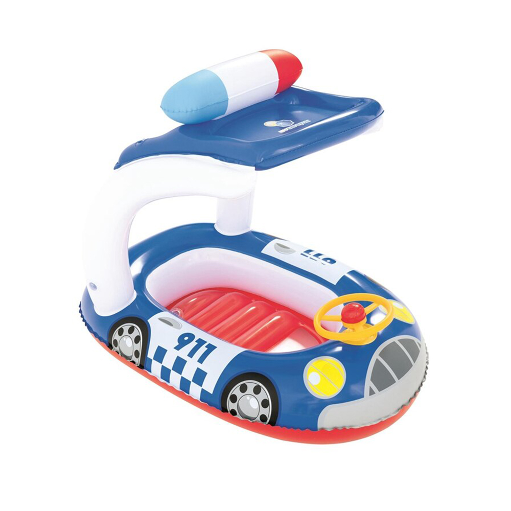 Bestway H2O GO แพยางเด็กแบบสอดขาลายรถตำรวจ พร้อมม่านบังแดด Inflatable Top Quality Children Ride-On Float