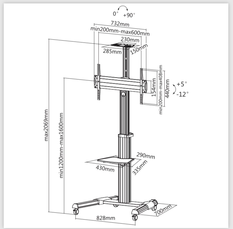 JMTVSTAND MT-F8300 ขาตั้งพื้นทีวีล้อเลื่อน(TV Stand)วัสดุ Aluminium อลูมิเนียม แบบล้อเลื่อนปรับสูง/ต่ำ ปรับก้ม-เงยได้ 32-75 นิ้ว {รับประกัน 3 ปี}0964746498
