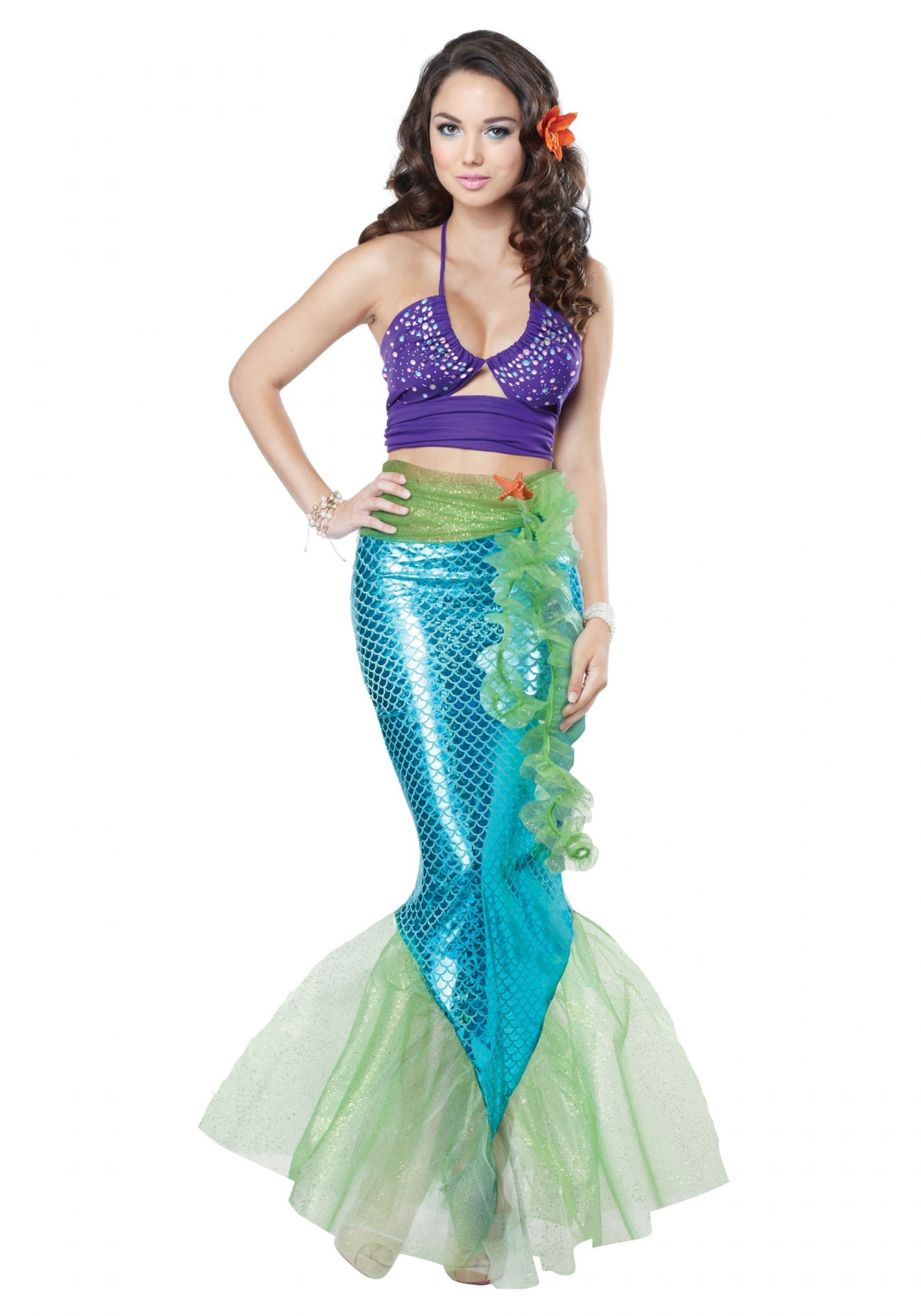 ชุดนางเงือก mermaid เมอร์เมด - สีส้มฟ้า