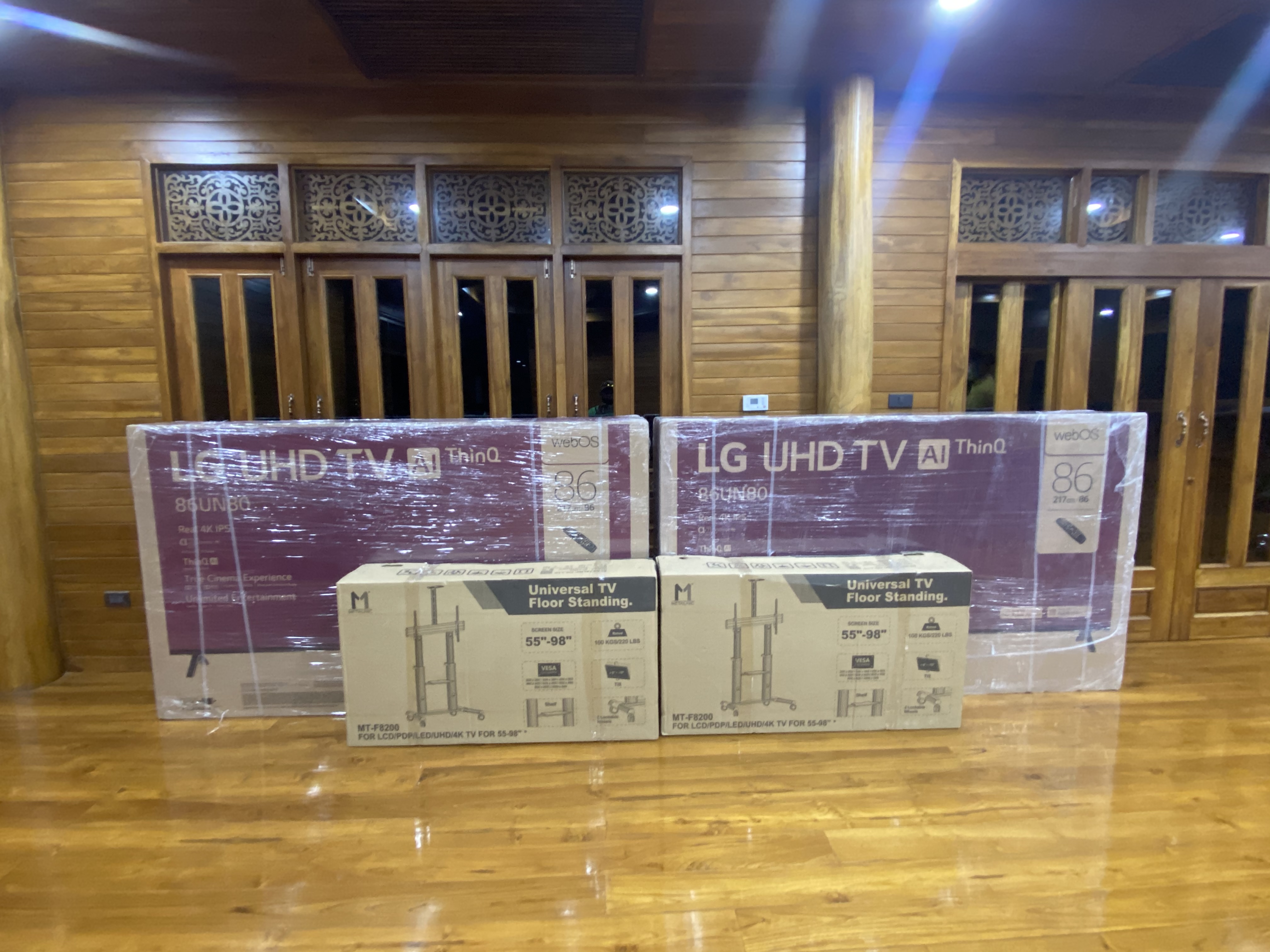 JMTVSTAND MT-F8200 ขาตั้งพื้นทีวีมีล้อเลื่อน(TV Stand) วัสดุ Aluminium อลูมิเนียม แบบล้อเลื่อนปรับสูง/ต่ำได้ 55"-98" นิ้ว{รับประกันสินค้า 3 ปี}0964746498