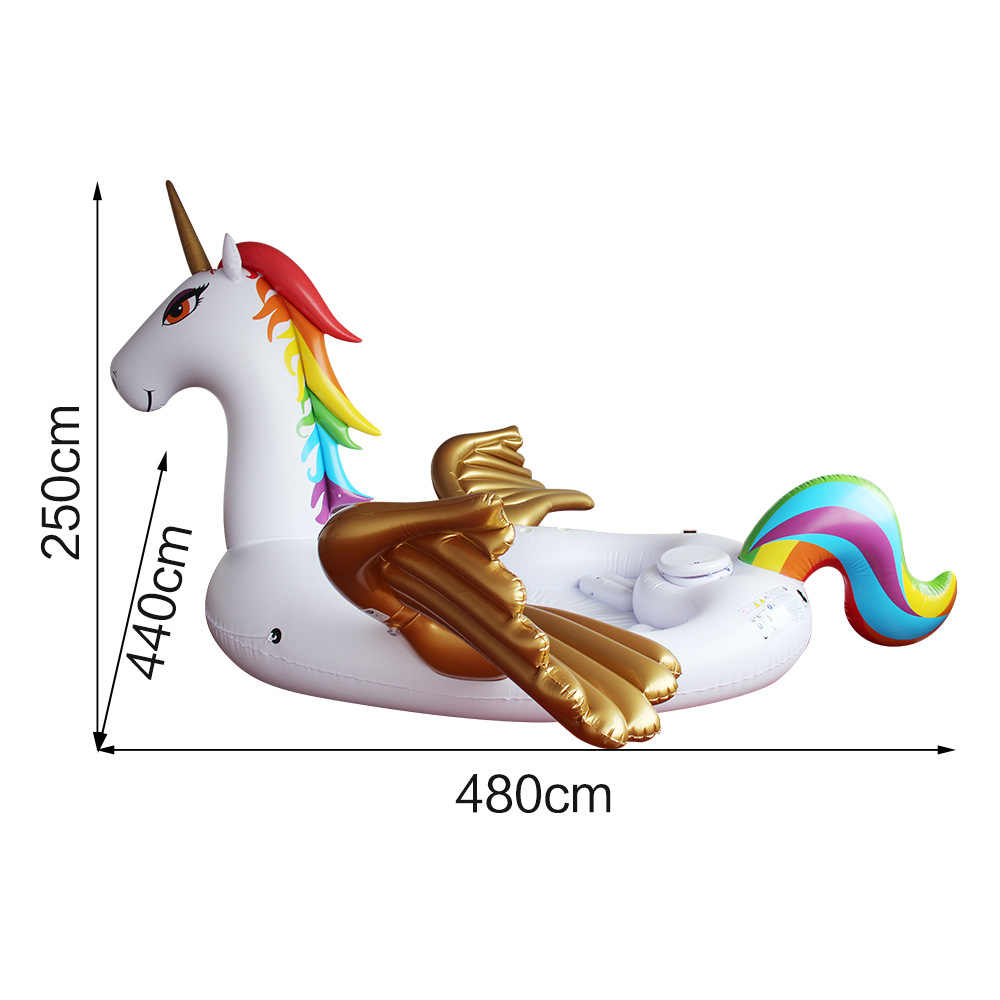 แพยางยูนิคอร์นปีกทอง ขนาดใหญ่ นั่งได้ 6-8 คน Inflatable New Gold Wing Unicorn Huge Island for 6-8 adults