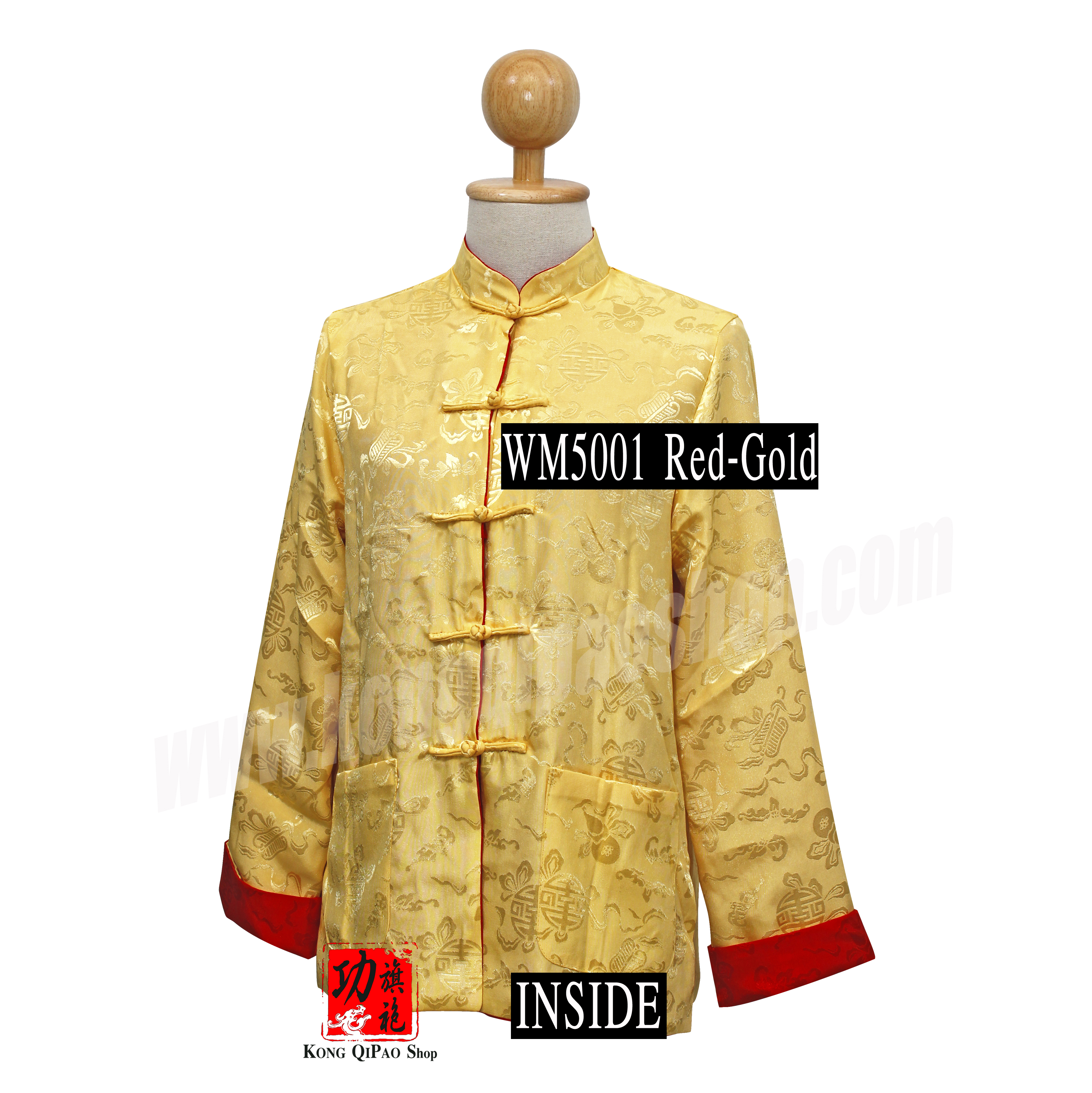 WM5001 เสื้อจีนผู้หญิง แขนยาว ลายพัดจีน (ใส่ได้ 2 ด้าน)