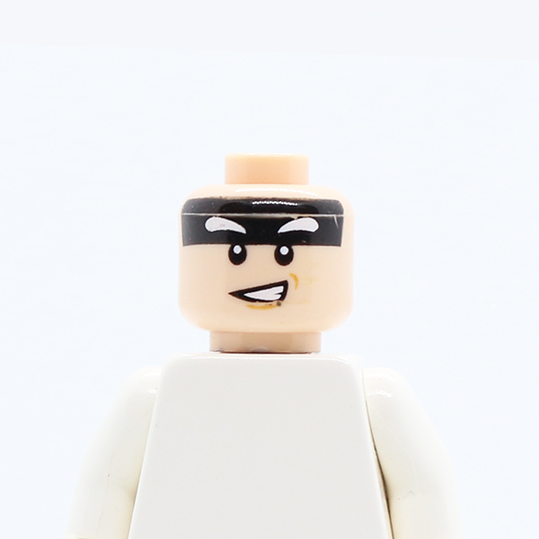 Dual Sided Black Headband, Squinted Batman Eyes, Crooked Smile / Gray Eyebrows and Clenched Teeth Pattern (Batman) - Hollow Stud