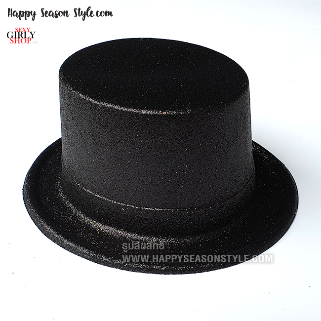 หมวกแฟนซี หมวกมายากล ทรงปีกเล็ก โรยกากเพชร สีแดง