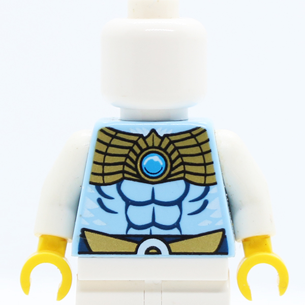 Chima Muscles Outline and Gold Belt and Shoulder Plate Pattern Front and Back / White Arms / Yellow Hands