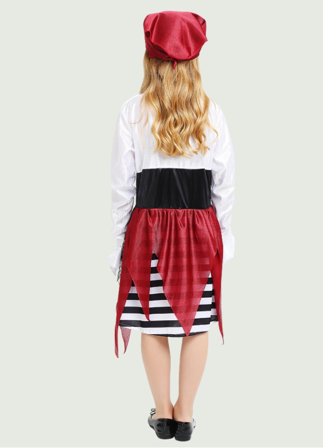 ชุดโจรสลัดเด็ก โจรสลัดเด็กหญิง ชุดโจรสลัดเด็กกระโปรงลายขวาง