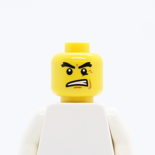 CS04 Black Raised Eyebrows, Angry Open Mouth, White Pupils Pattern - Blocked Open Stud