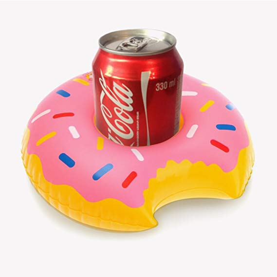 ที่วางแก้วเป่าลม โดนัท สีชมพู Inflatable Donut Pink Cup Holder