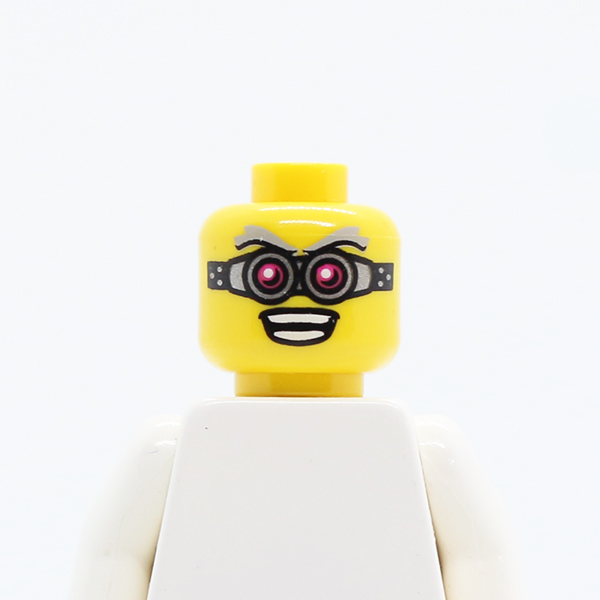 CS04 Glasses, Pink and Silver, Gray Eyebrows, Open Mouth with Teeth Pattern - Blocked Open Stud