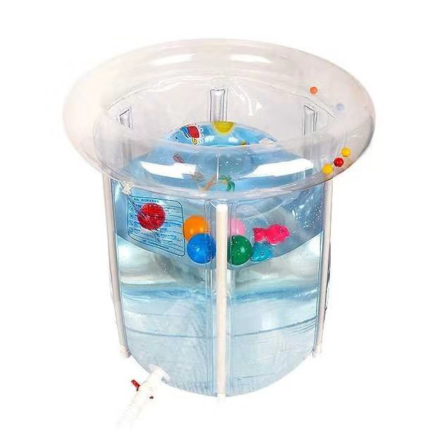 สระน้ำเด็ก สระน้ำทรงสูงสำหรับเด็กเล็ก สีใสลายปลาโลมา Baby folding pool