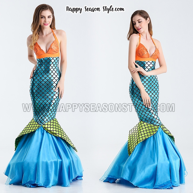 ชุดนางเงือก mermaid เมอร์เมด - สีส้มฟ้า