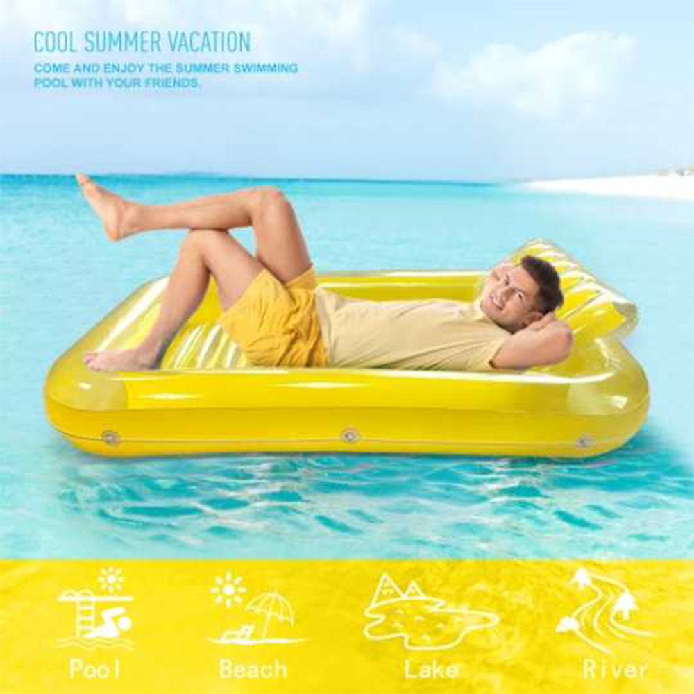 แพยางนอนเดี่ยวพร้อมหมอนหนุน สีเหลือง แบบใหม่ Inflatable New Yellow Pool Longer