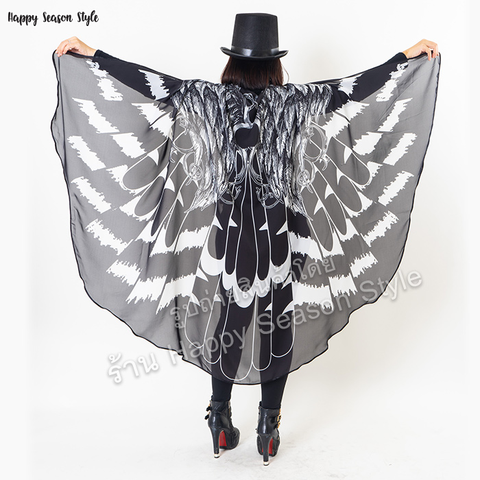 เสื้อคลุม ผ้าคลุมไหล่ ลายอีกา