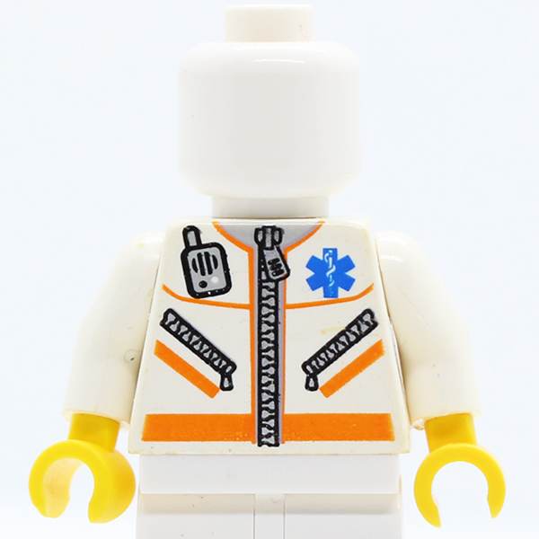 Hospital EMT Star of Life, Zipper, Zippered Pockets, Radio Pattern / White Arms / Yellow Hands