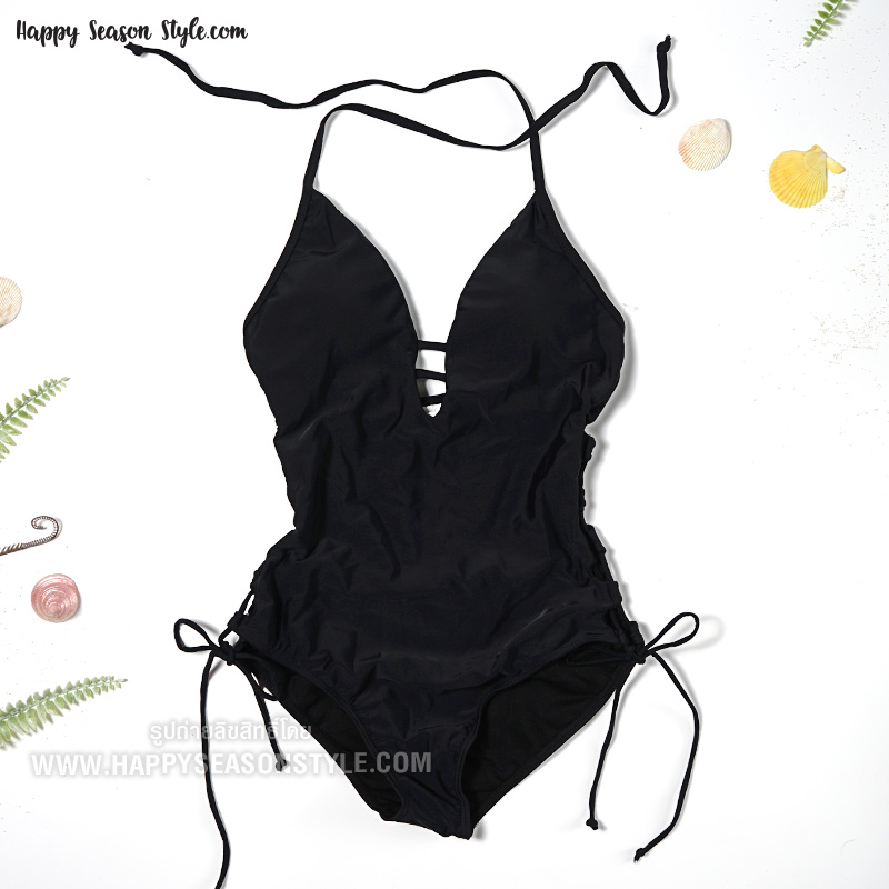 ชุดว่ายน้ำ วันพีช ผูกคอ สานข้าง สายฝอ สีเนื้อ (มีให้เลือก 3 สี)