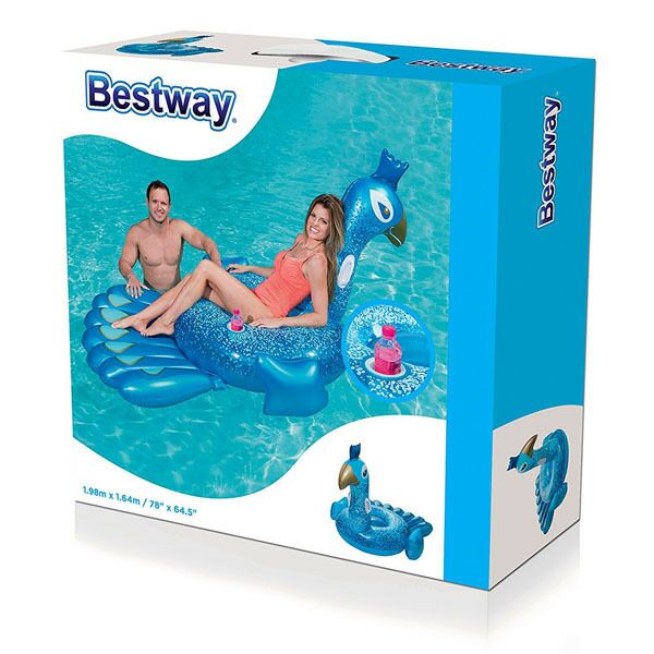 Bestway ห่วงยางนกยูง สีฟ้า Inflatable Bestway Peacock Pool Float