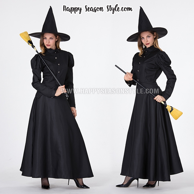 ชุดแม่มด สีดำ ในตำนาน แขนพองตุ๊กตา พร้อมหมวกแม่มด