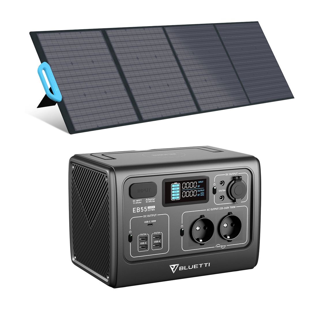 BLUETTI EB55 Portable Power Station + PV120 Solar Cell เซทแบตเตอรี่สำรองพกพา พร้อมโซลาร์เซลล์