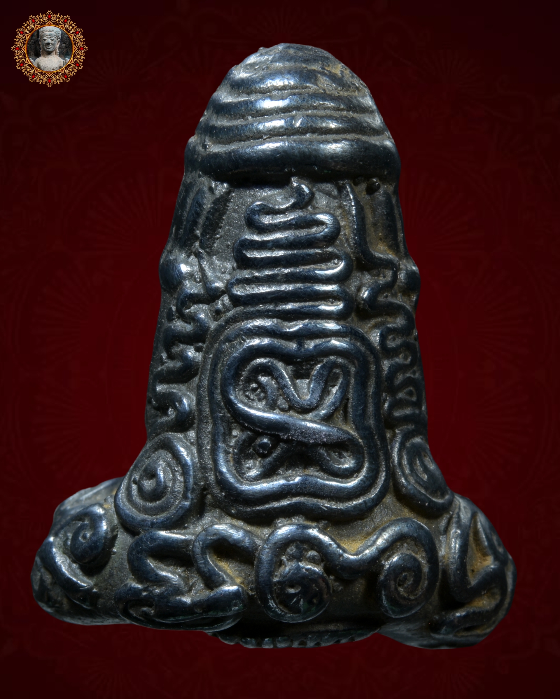 พระปิดตาหลวงพ่อทับ พิมพ์เศียรบายศรี เนื้อเมฆพัตร