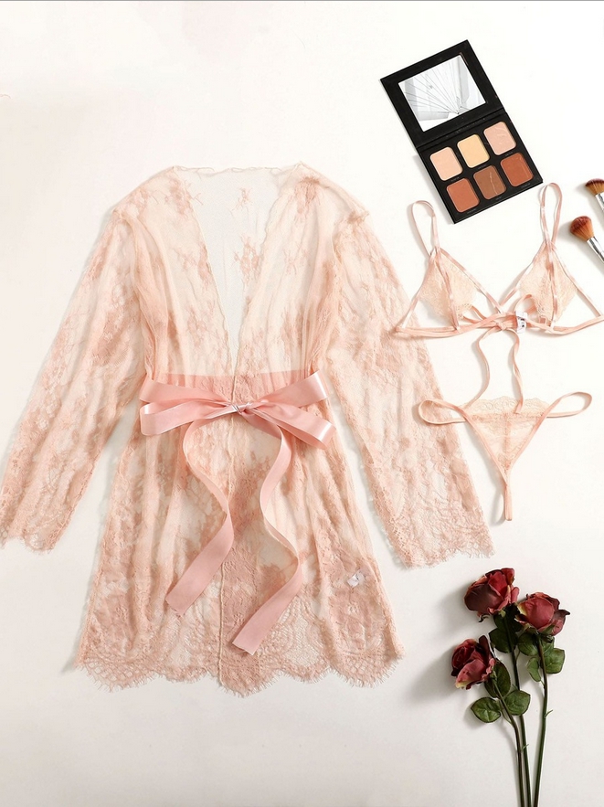 ชุดนอนไม่ได้นอน เซ็ท 3 ชิ้น แบบบิกินี่ พร้อมเสื้อคลุม ชุดนอนเซ็กซี่