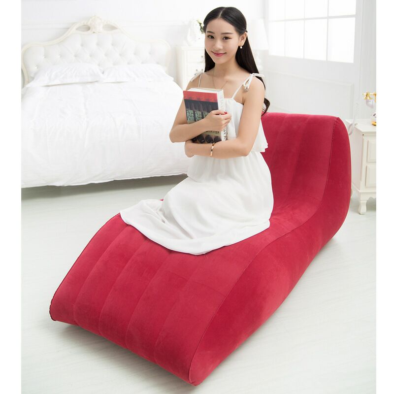 เก้าอี้นอนโซฟาเป่าลม สไตล์ร่วมสมัยวัสดุทำจากพีวีซี Inflatable Top Quality Flocked Soft PVC Sofa