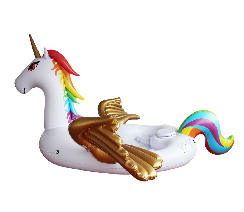 แพยางยูนิคอร์นปีกทอง ขนาดใหญ่ นั่งได้ 6-8 คน Inflatable New Gold Wing Unicorn Huge Island for 6-8 adults