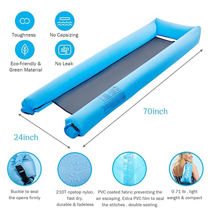 แพลมลอยน้ำ พกพาสะดวก ไม่ต้องใช้ที่สูบ Inflatable Pool Floats Portable Floating Lounger Chair Water Hammock No Pump