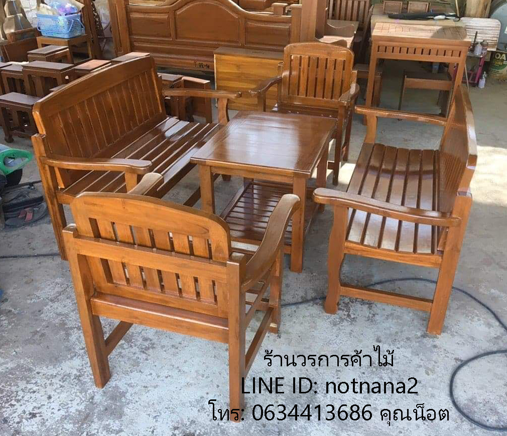 ชุดโต๊ะไม้สักเก้าอี้ไม้สักรหัสAA260