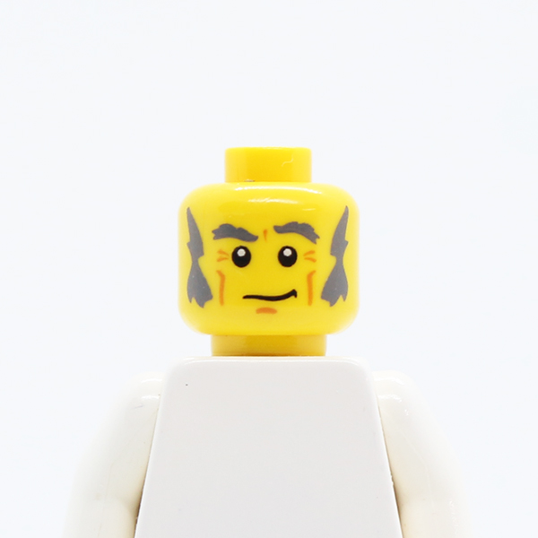 CS05 Male Dark Bluish Gray Eyebrows, Bushy Sideburns and Crooked Smile Pattern - Blocked Open Stud