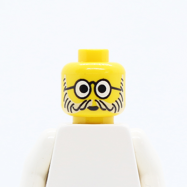 Glasses with Round Glasses, Gray Lines Beard and Moustache Pattern - Blocked Open Stud