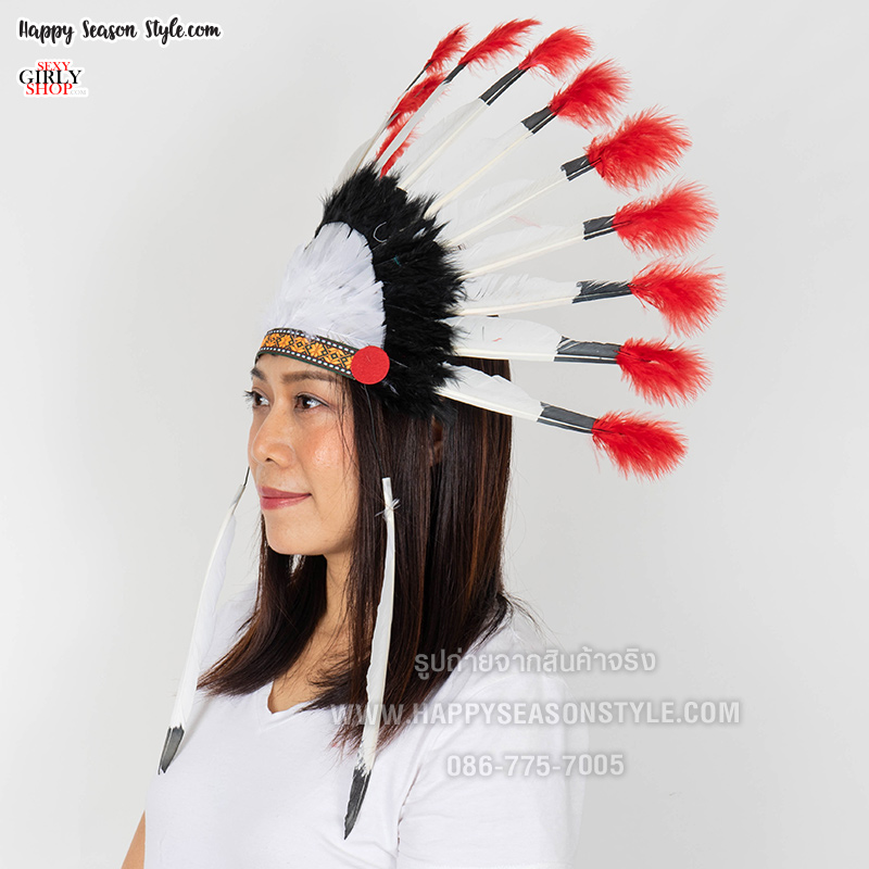 หัวอินเดียแดง หัวชนเผ่า หัวขนนก ที่คาดผมอินเดียแดง