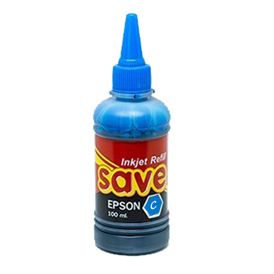 หมึกเติมเครื่องพิมพ์อิงค์เจ็ทยี่ห้อ EPSON (สีฟ้า-Cyan) ตรา Save 100ml
