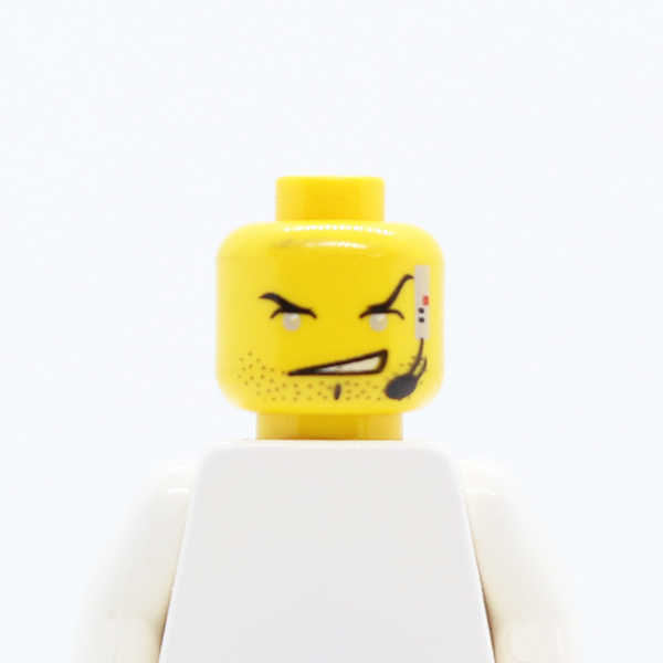 Male Open Mouth, Gray Eyes with White Pupils, Thin Black Eyebrows and Headset Pattern - Blocked Open Stud